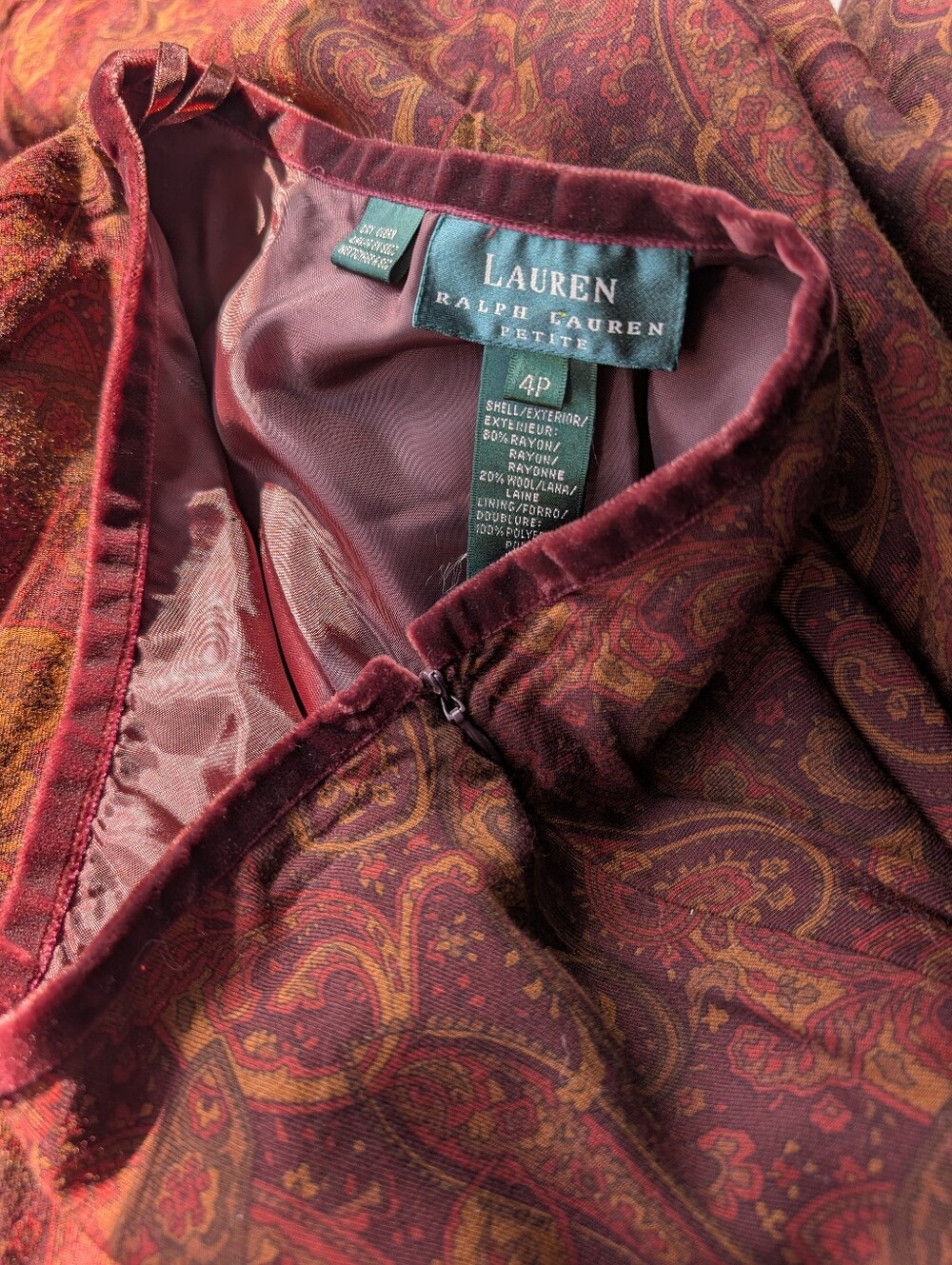 Ralph Lauren Vintage Paisley Wool Blend Midi Skirt 4P